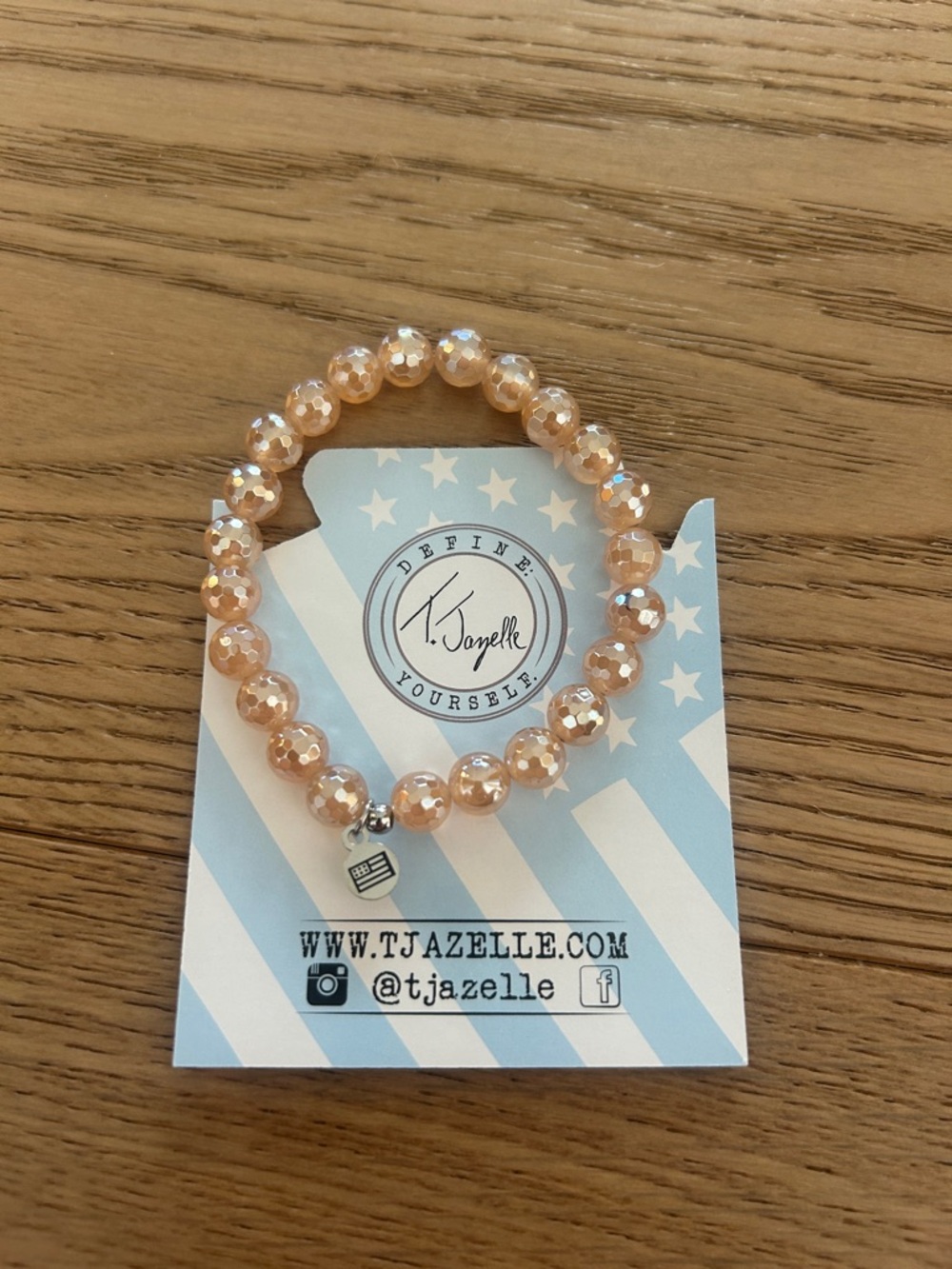 T.Jazelle Peach Iridescent Beaded Bracelet
